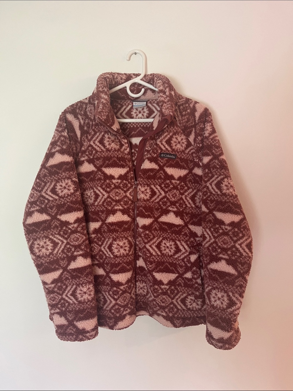 Columbia Pink Patterned Sherpa Jacket